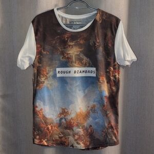 Men's Short Sleeve Graphic Tee - White Sleeves, Multicolor Print